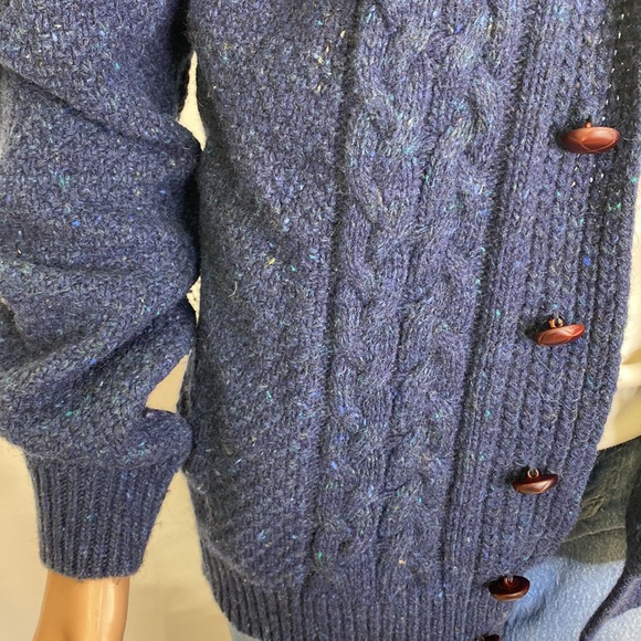 GIASONE Made in Italy Blue Speckled Collar Button down Wool Blend Cardigan SZ L - Picture 4 of 14